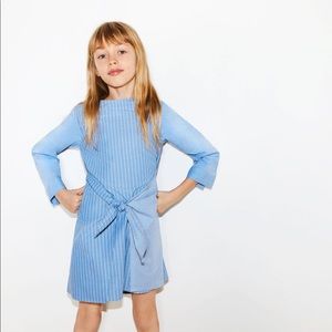 NWT Zara girls blue striped shirt dress